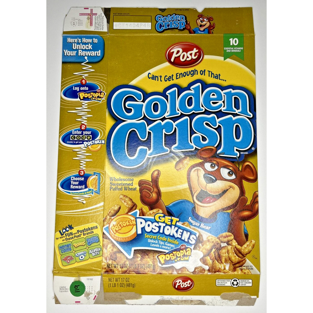 2004 Empty Post Golden Crisp 17OZ Cereal Box SKU U198/119